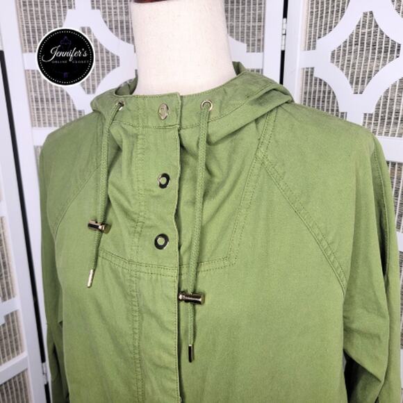 Forever 21 Women's Oversized Army Green Hooded Utility Jacket Size S - Picture 2 of 14